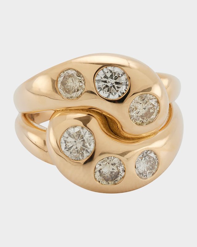18K Yellow Gold Champagne Diamond Knot Ring